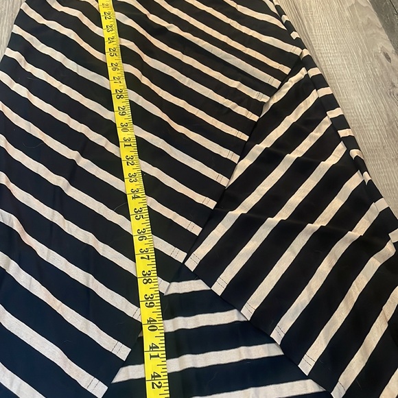 Stripe Black,Cream, MIdi dress, open back, V slit up front, Small - Picture 8 of 9